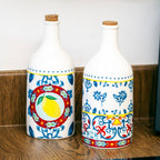 Mediterranean Ceramic Oil and Vinegar Bottle Set