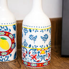 Mediterranean Ceramic Oil and Vinegar Bottle Set
