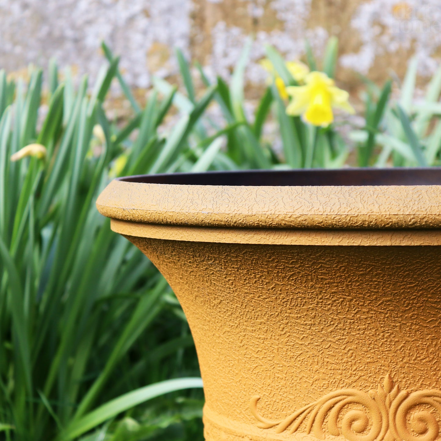 Large Aged Rust Short Urn Planter