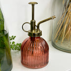 Light Red Ribbed Glass Plant Mister 200ml