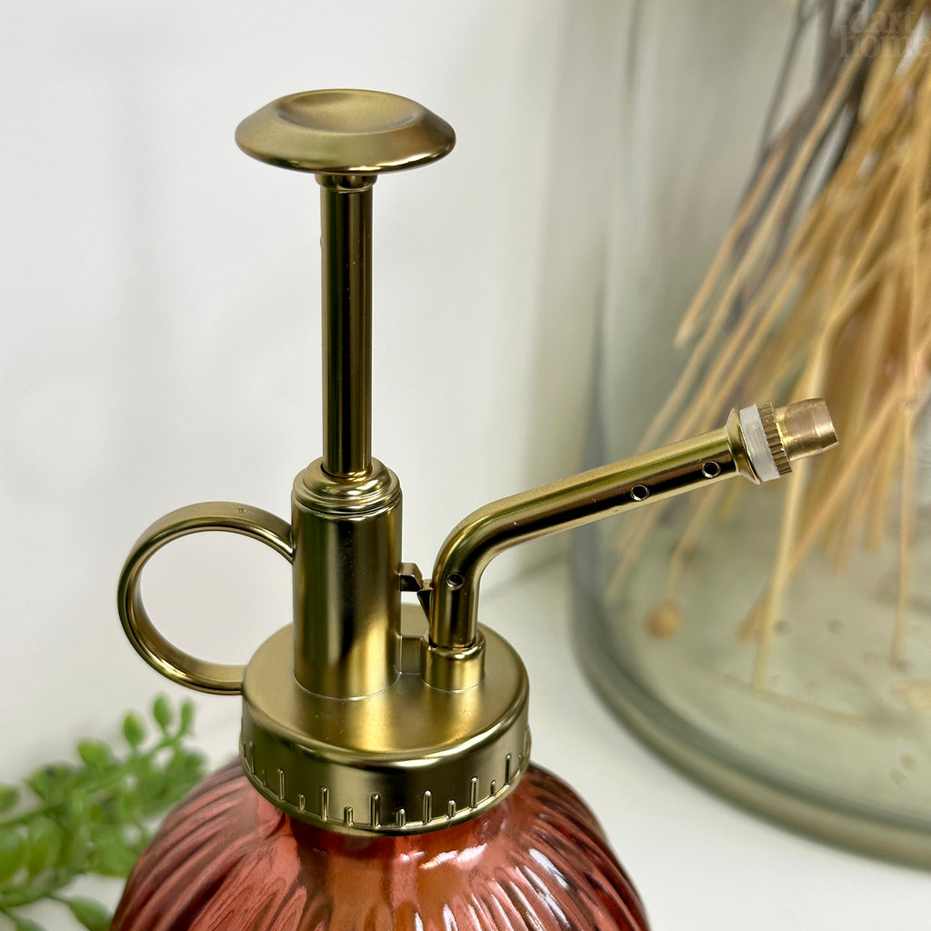 Light Red Ribbed Glass Plant Mister 200ml