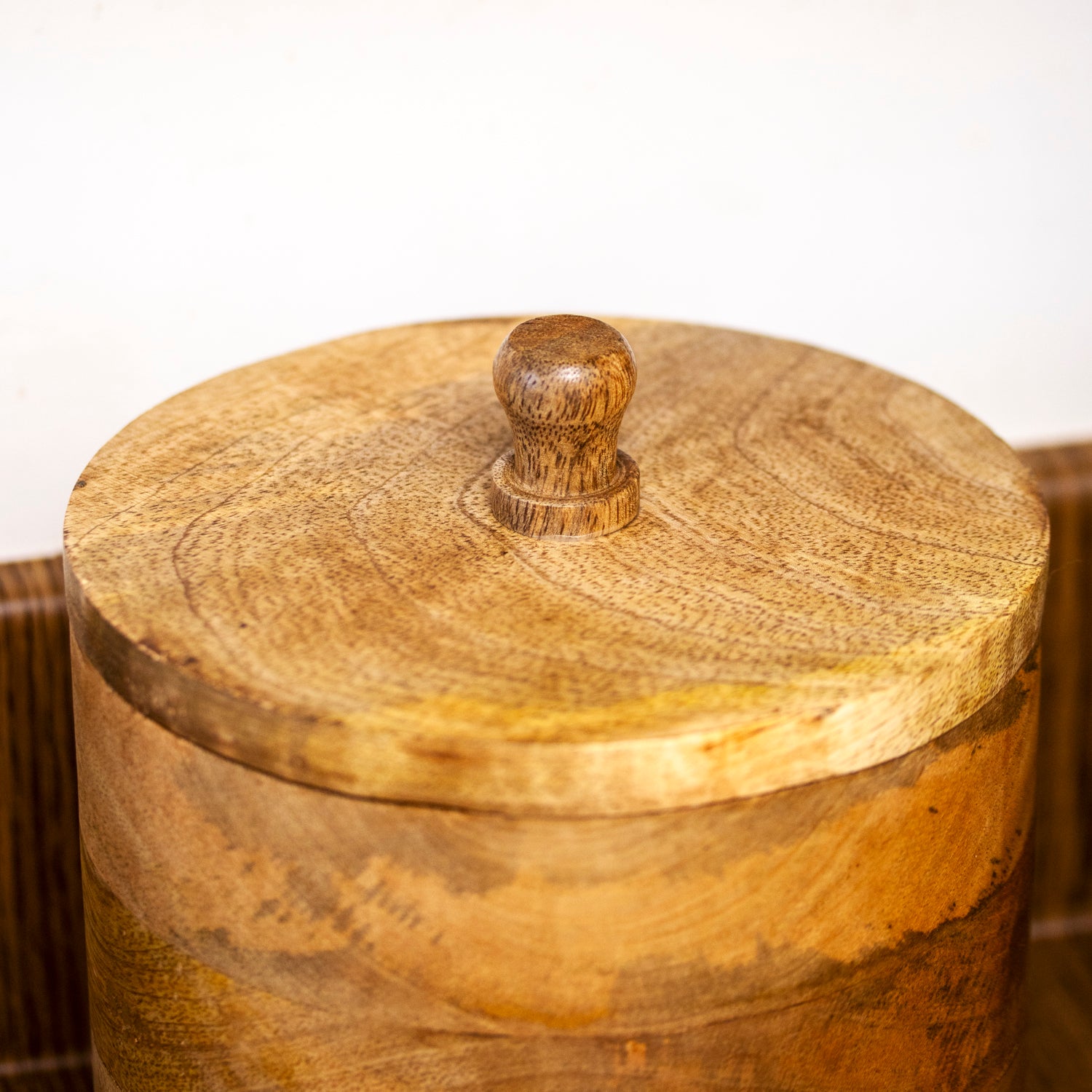 Mango Wood Storage Pot With Lid