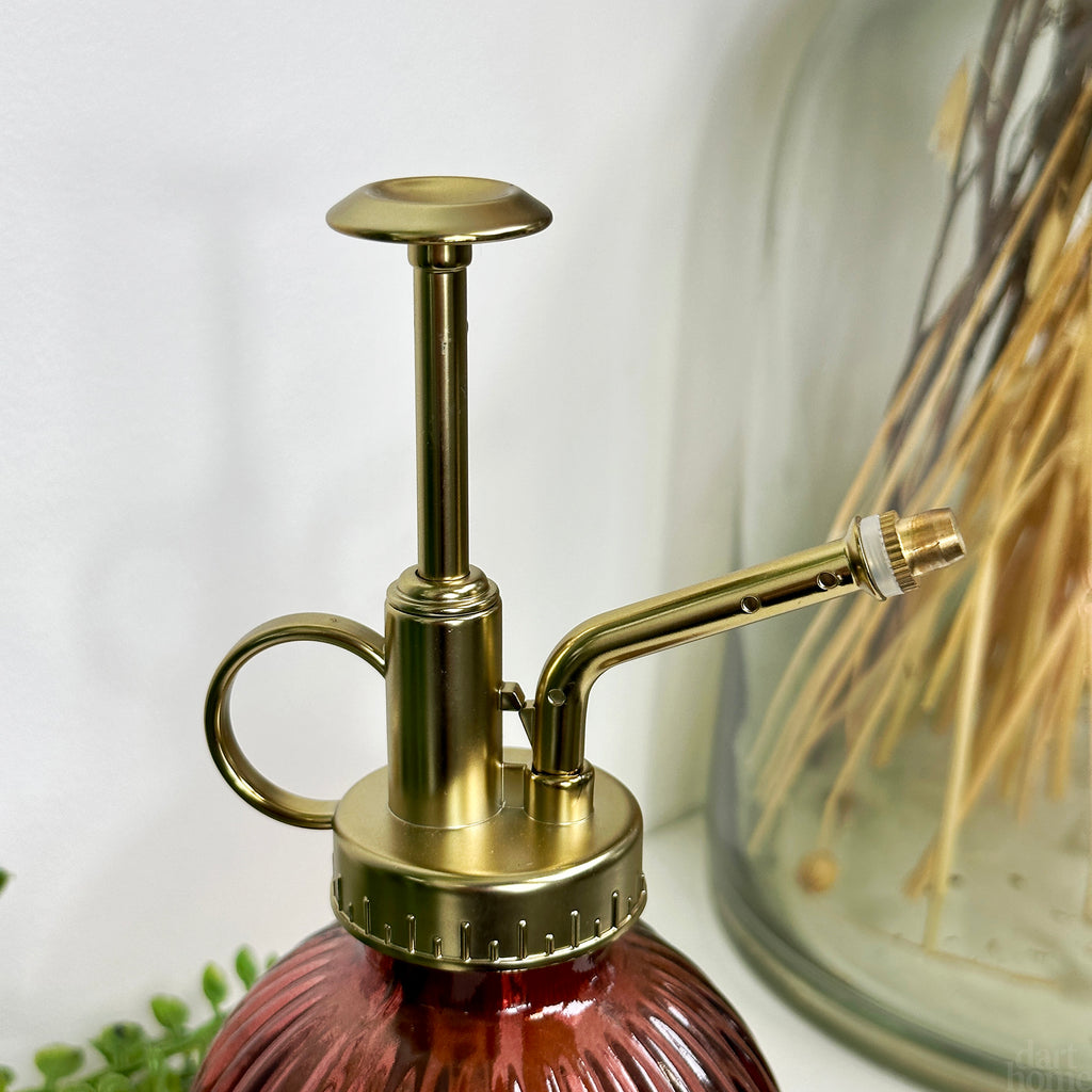Dark Red Ribbed Glass Plant Mister 200ml
