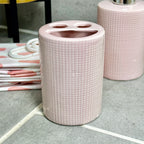 Pink Dimple Bathroom Set With Shower Curtain
