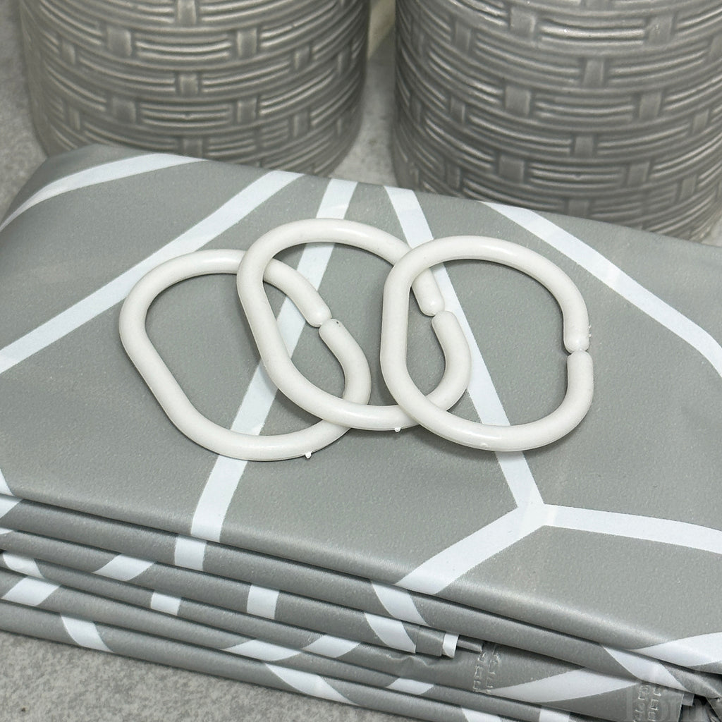 Grey Geometric Bathroom Set With Shower Curtain