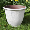 Round Frosted White Birch Wood Planter