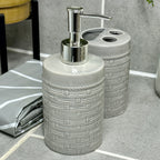 Grey Geometric Bathroom Set With Shower Curtain
