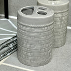Grey Geometric Bathroom Set With Shower Curtain