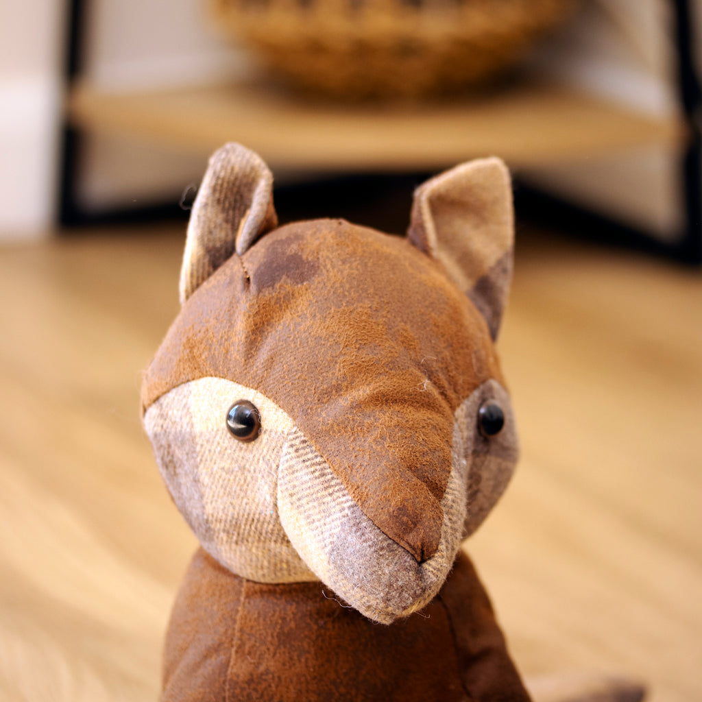 Faux Leather Tartan Fox Doorstop