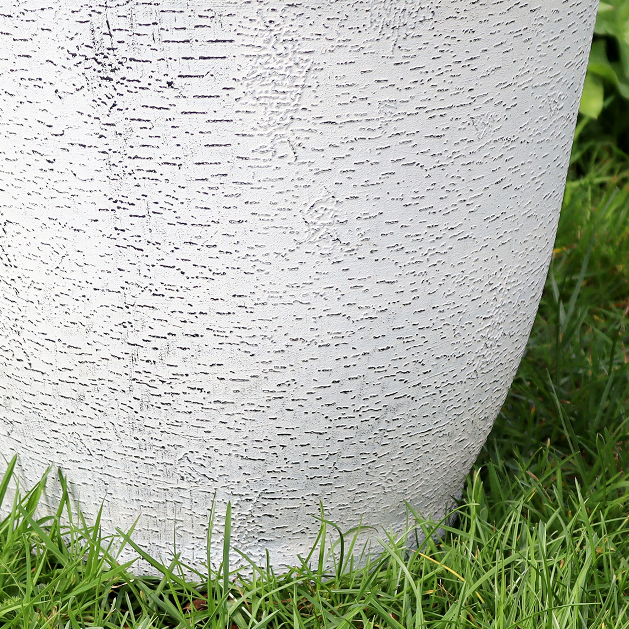 Round Frosted White Birch Wood Planter
