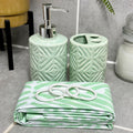 Green Diamond Bathroom Set With Shower Curtain