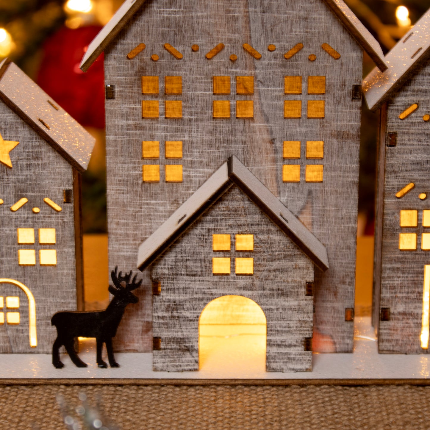 Light Up Wooden Winter House Scene