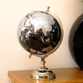 Large Black And Silver Globe On Metal Stand