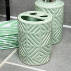 Green Diamond Bathroom Set With Shower Curtain