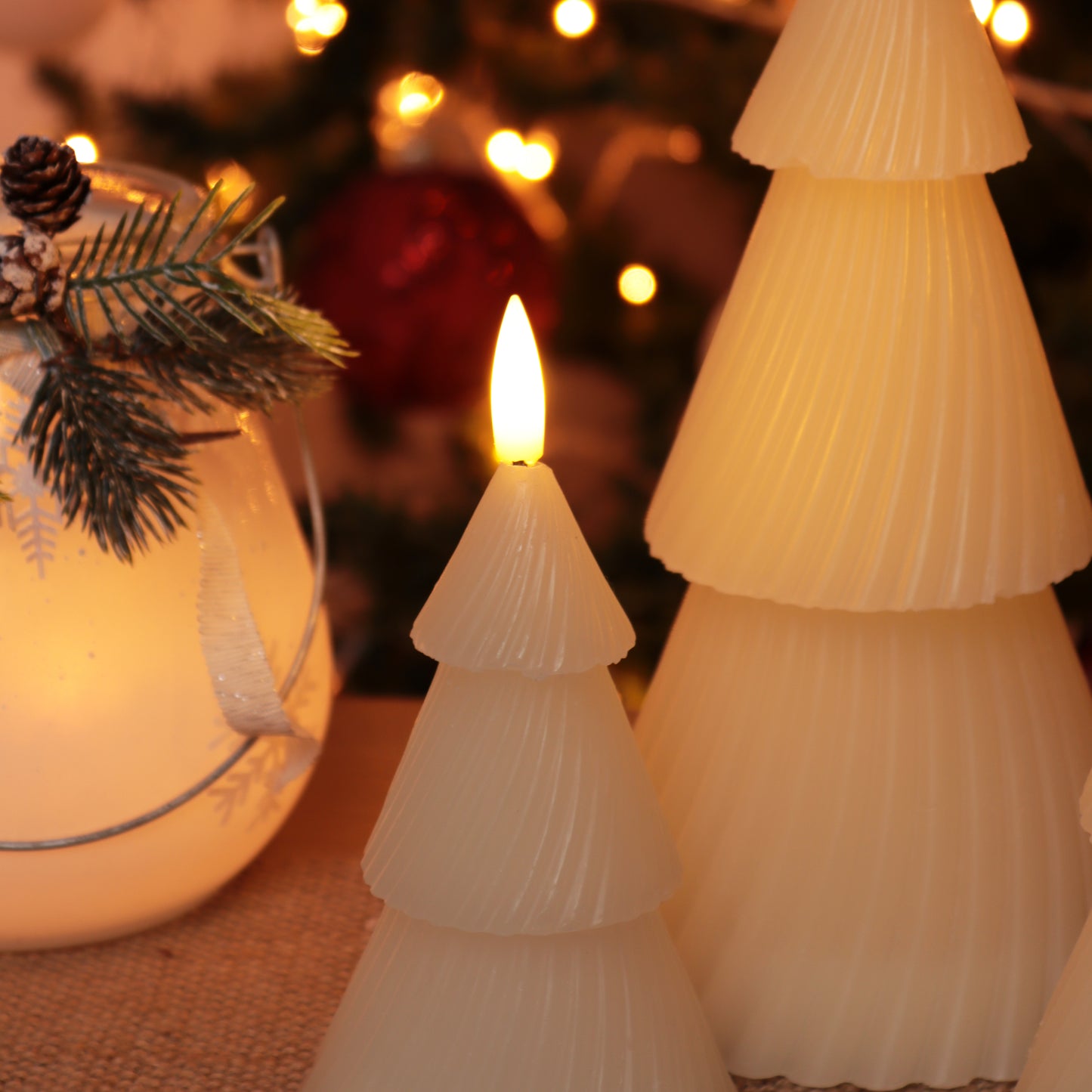 Ivory Christmas Tree LED Candles Set Of 3