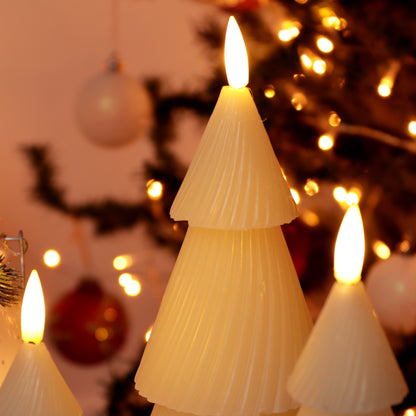 Ivory Christmas Tree LED Candles Set Of 3