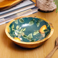 Enamelled Orange Blossom Mango Wood Bowl