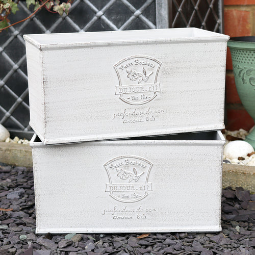 Set Of 2 White Loire Petit Garden Troughs