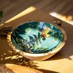 Enamelled Orange Blossom Mango Wood Bowl