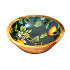 Enamelled Orange Blossom Mango Wood Bowl