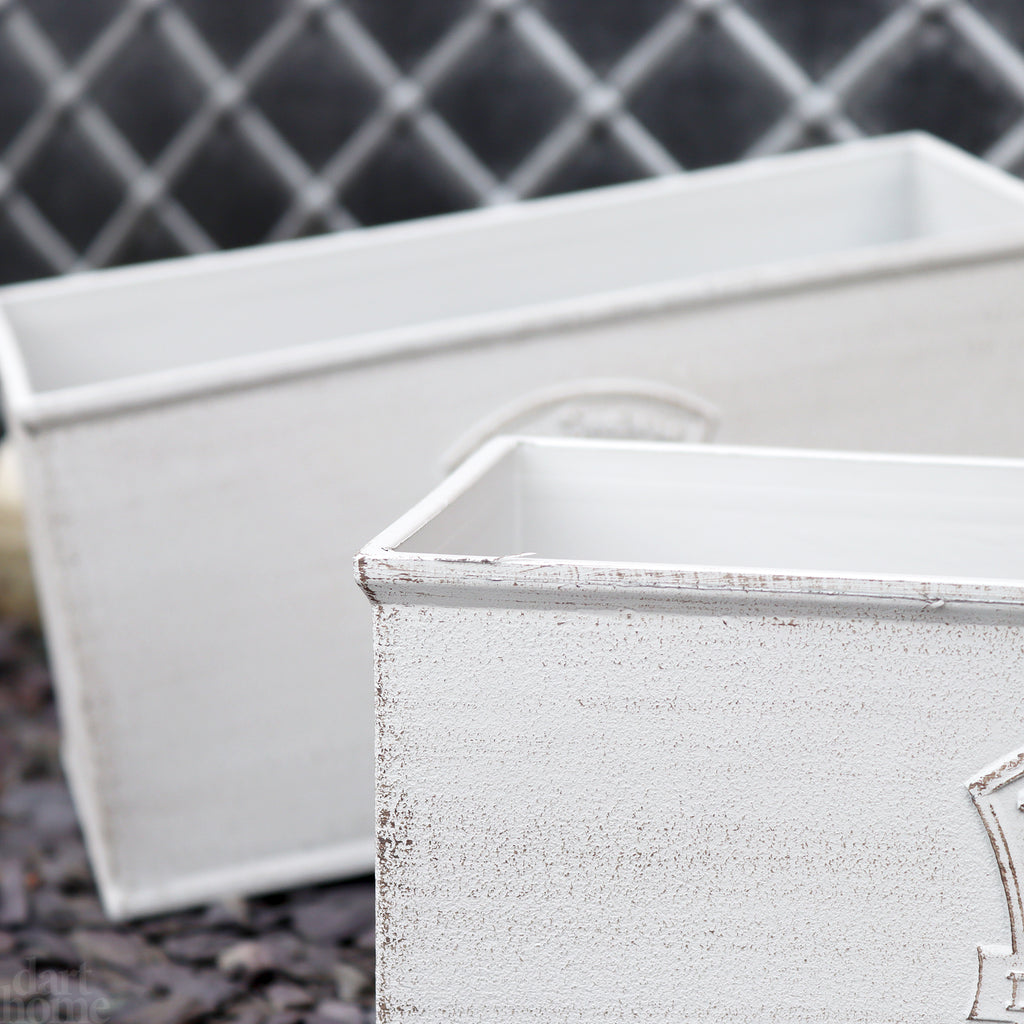 Set Of 2 White Loire Petit Garden Troughs
