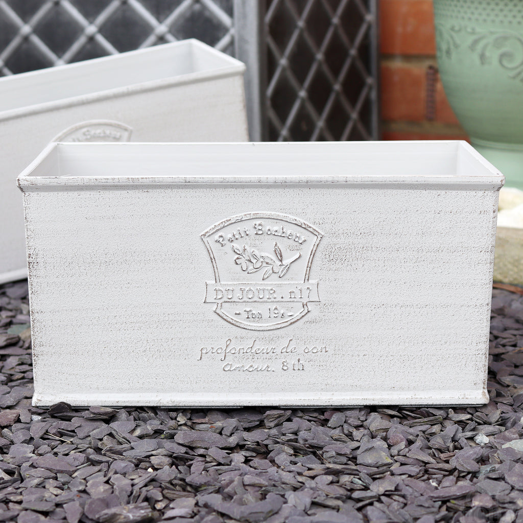 Set Of 2 White Loire Petit Garden Troughs
