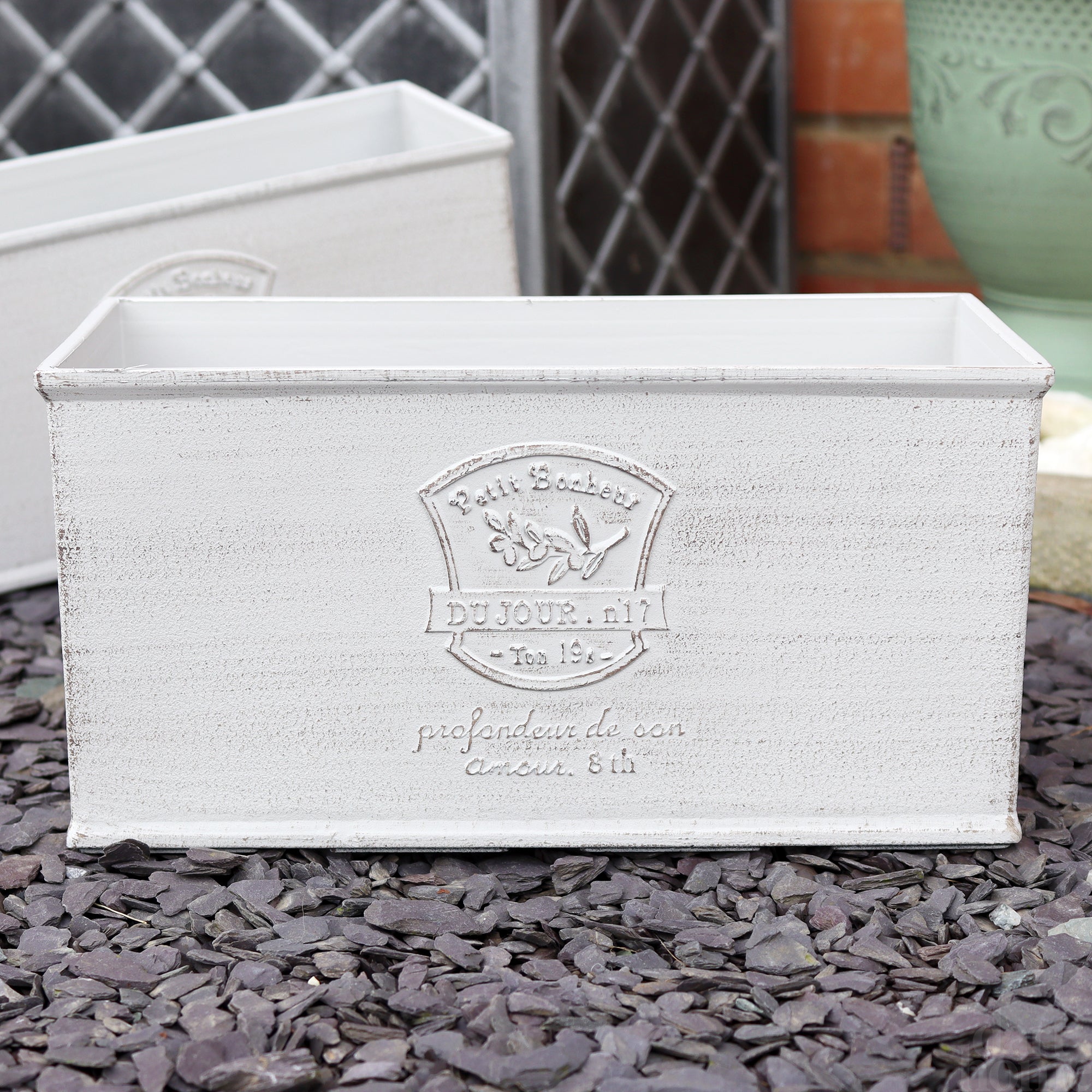 Set Of 2 White Loire Petit Garden Troughs