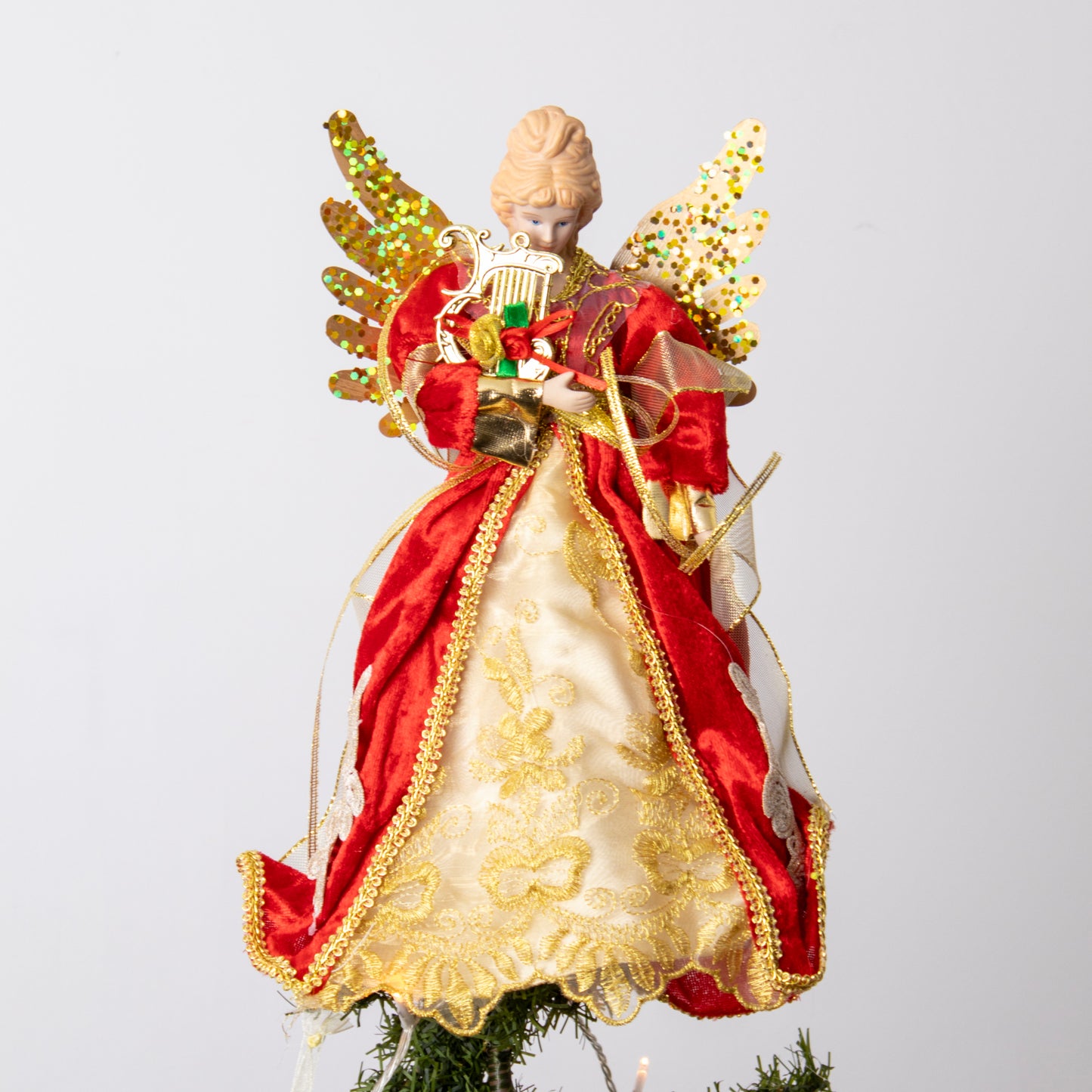 Red And Gold Angel Tree Topper