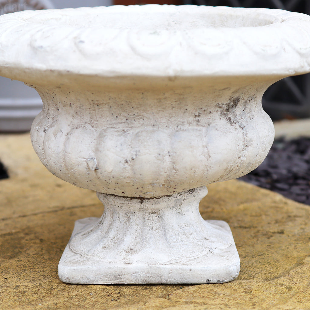 White Cement Wide Urn Planter
