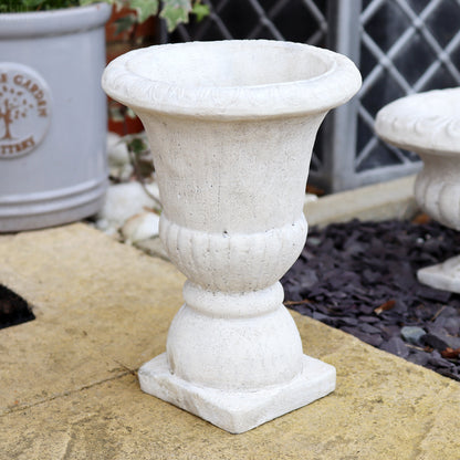 White Cement Tall Urn Planter