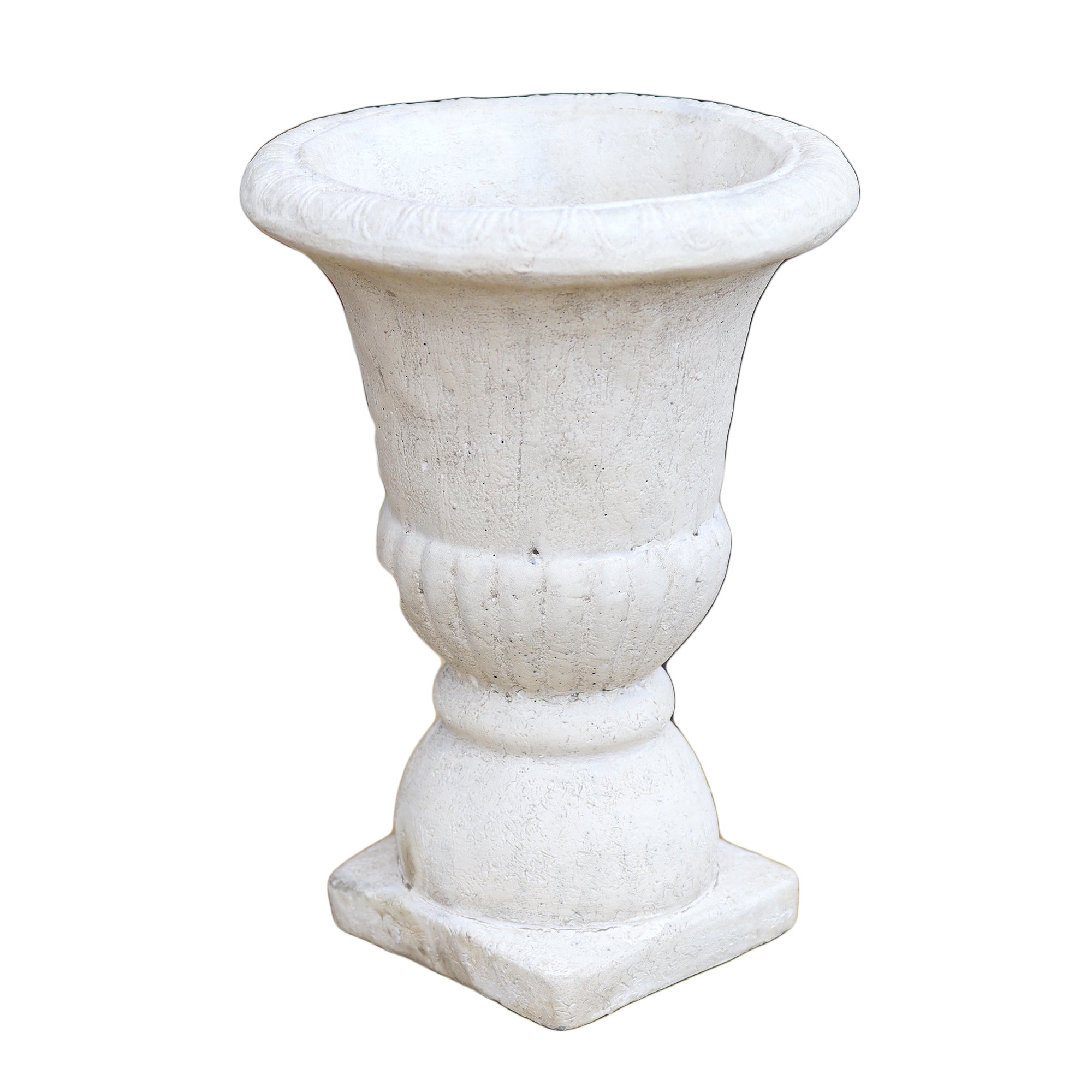 White Cement Tall Urn Planter