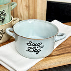 Set mit 3 Suppenschüsseln mit reaktiver Glasur „Soup Of The Day“.
