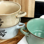 Set mit 3 Suppenschüsseln mit reaktiver Glasur „Soup Of The Day“.