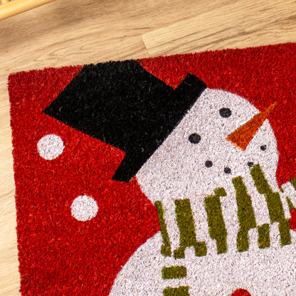 Red Snowman Doormat