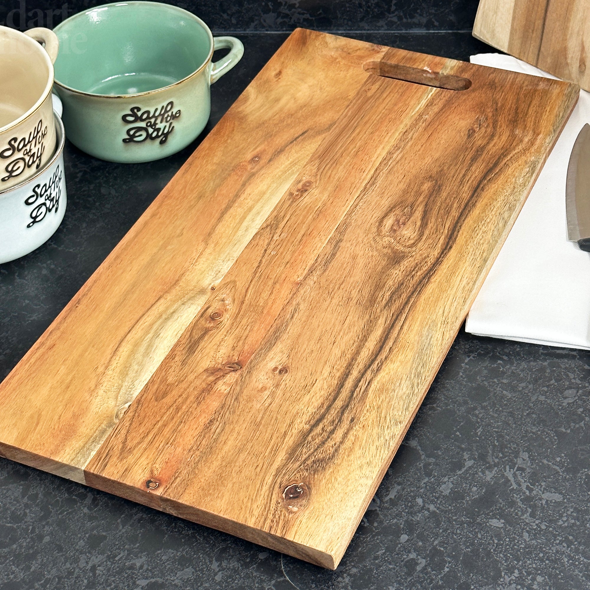 Rectangle Acacia Wood Chopping Board With Handle 25x50cm