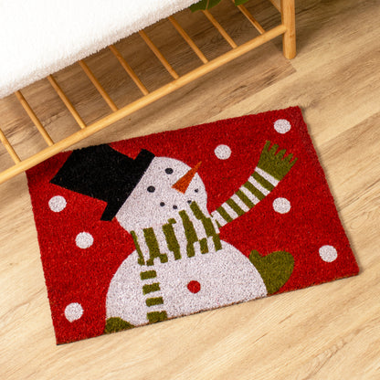 Red Snowman Doormat