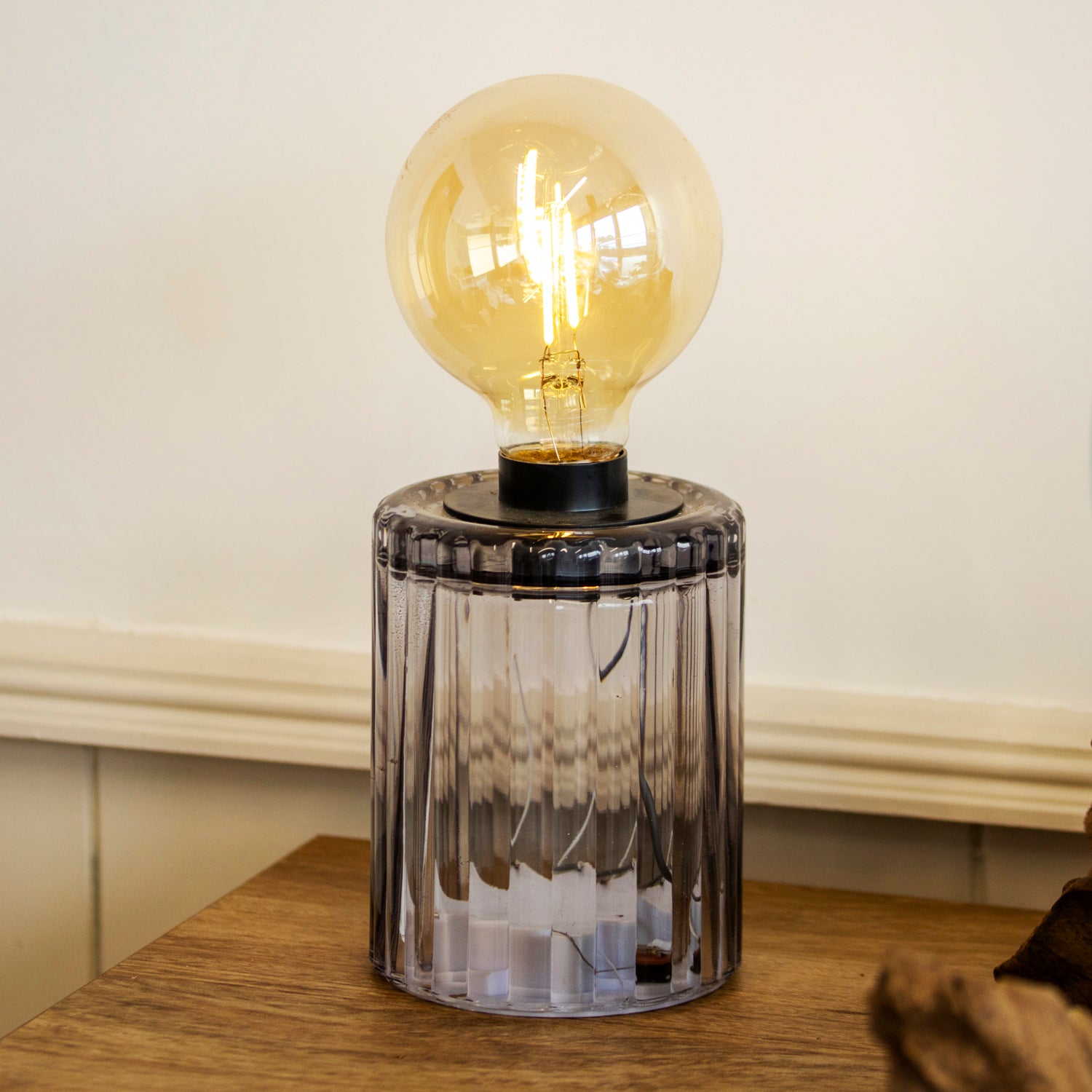 Colour Ribbed Glass Table Lamp