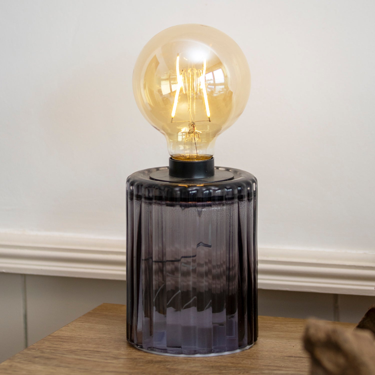Colour Ribbed Glass Table Lamp