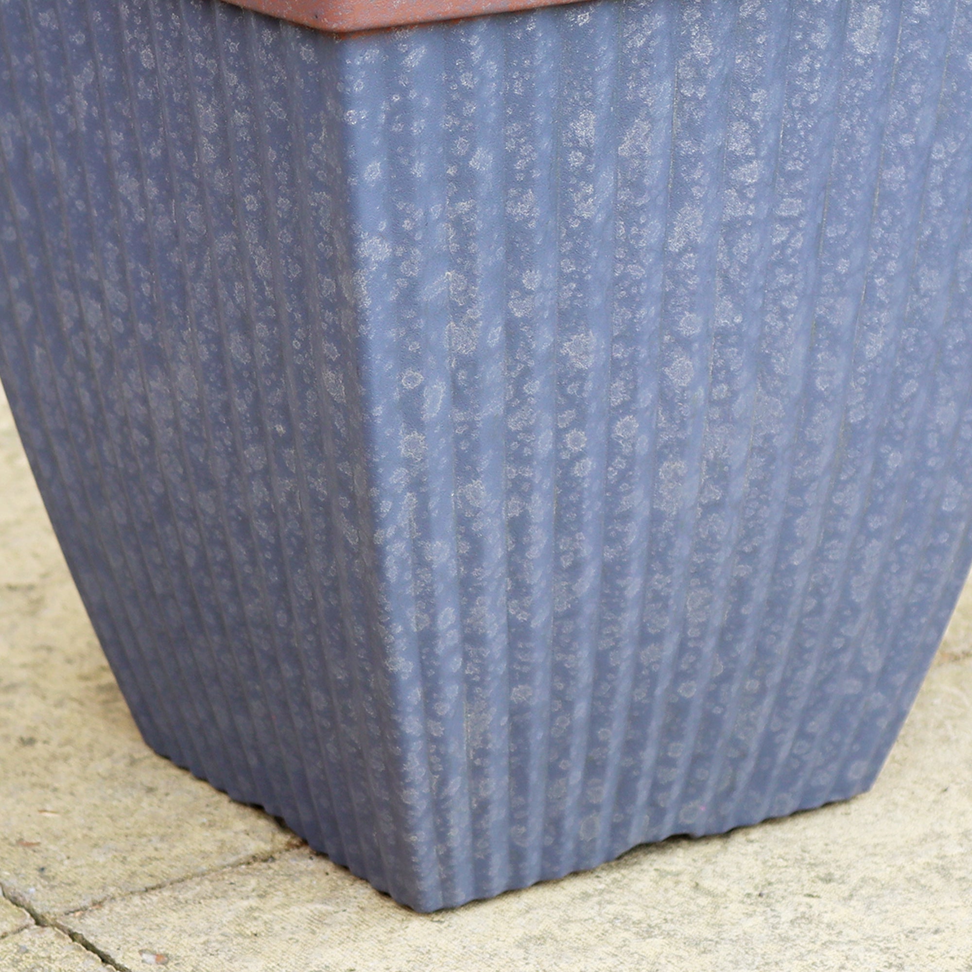 Galvanised Metal And Clay Rust Square Planter