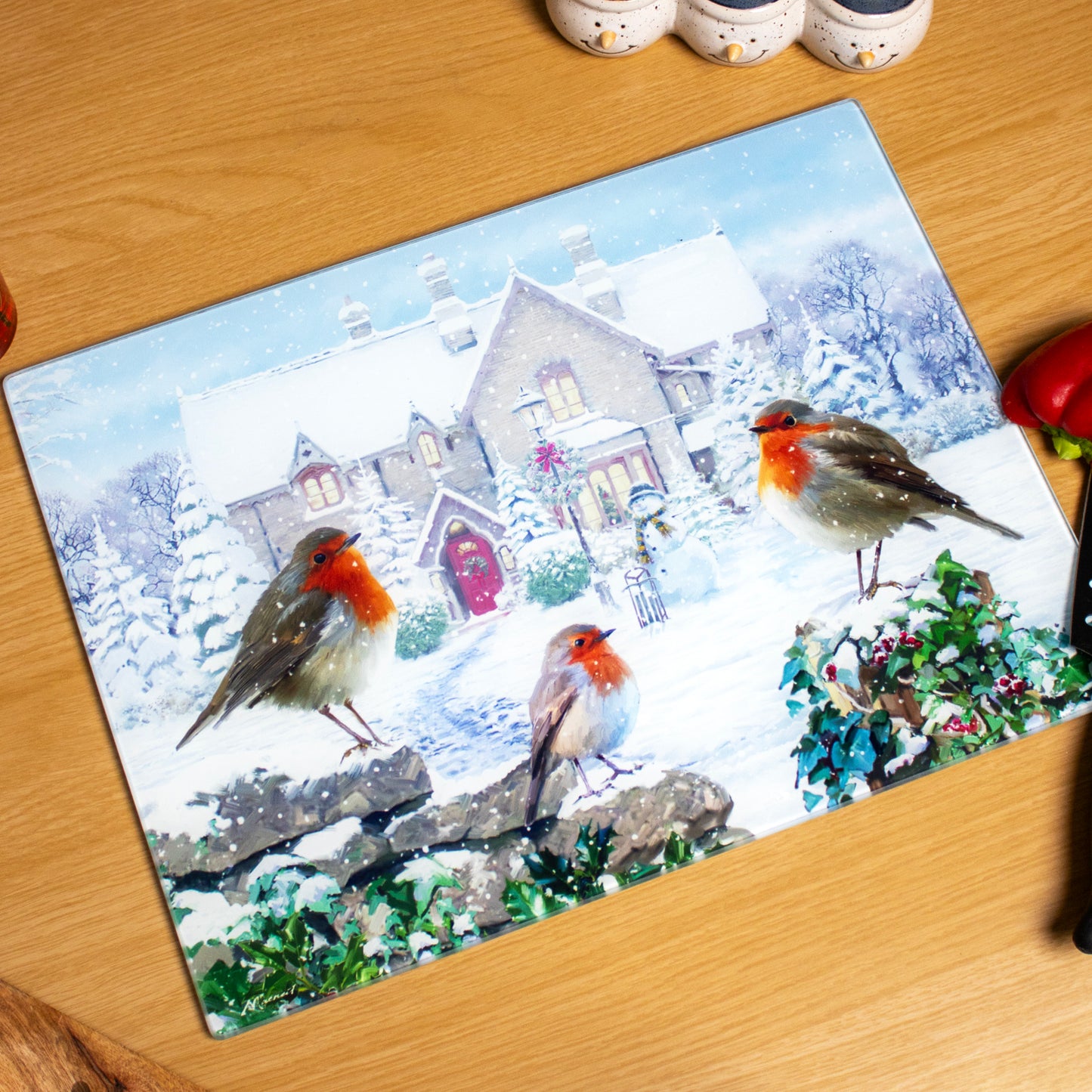 Christmas Robins Chopping Board