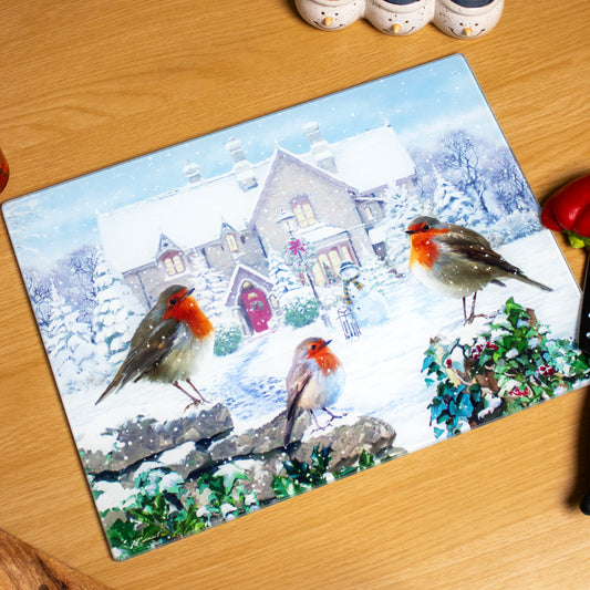 Christmas Robins Chopping Board