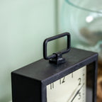 Metal Mantel Clock With Wood Base