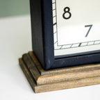 Metal Mantel Clock With Wood Base