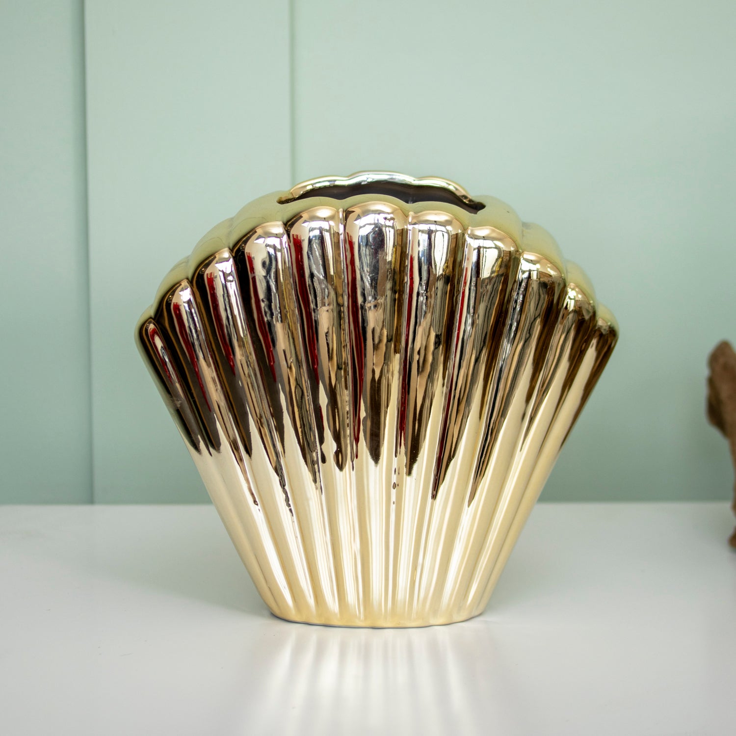 Chrome Gold Ceramic Shell Vase