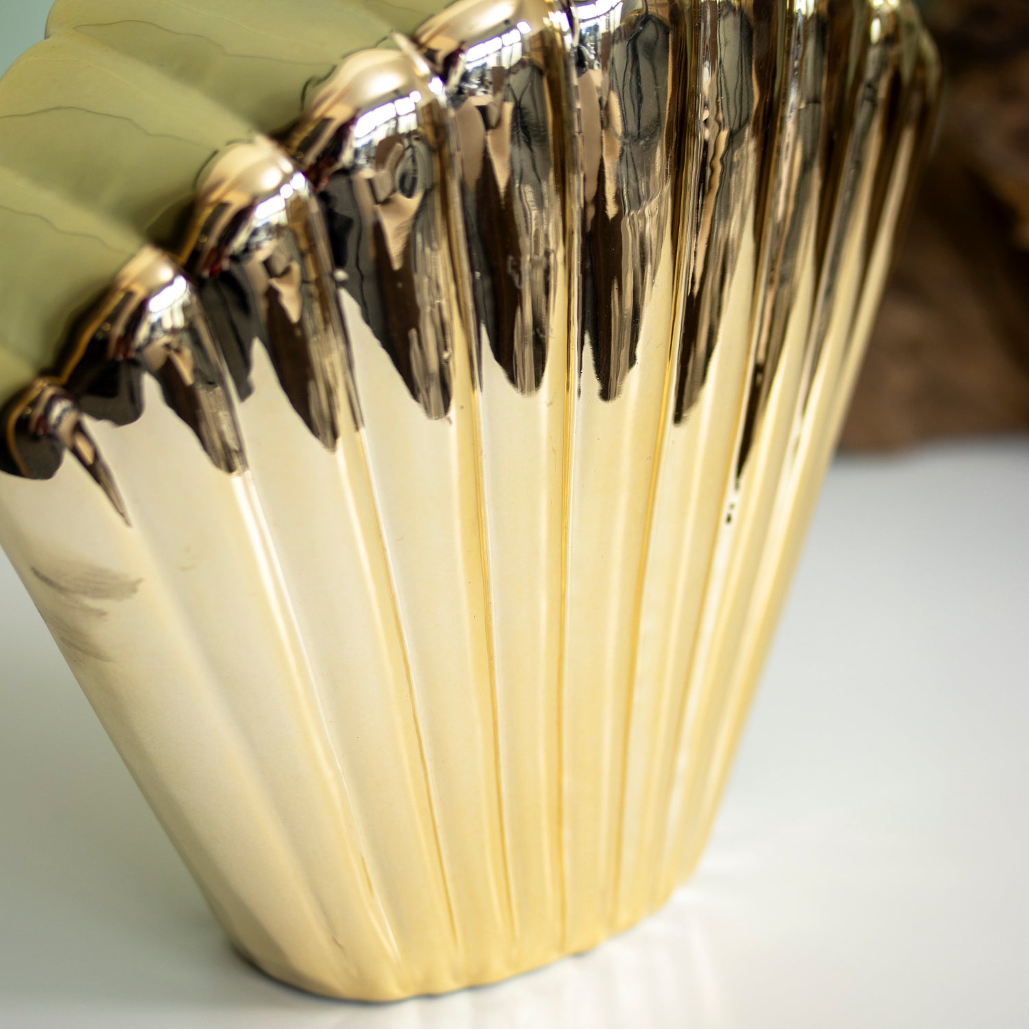 Chrome Gold Ceramic Shell Vase