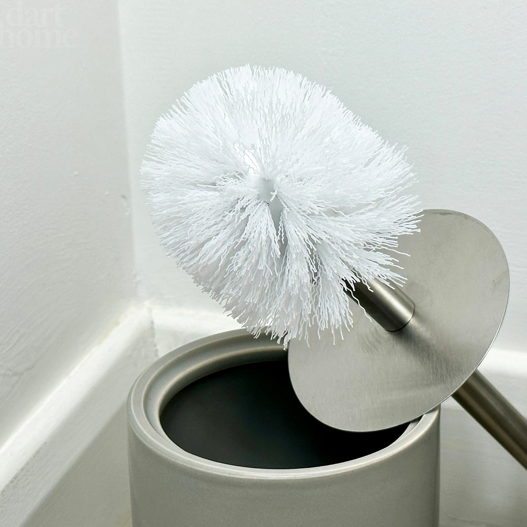 Matt Grey Toilet Brush With Pet Cover