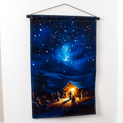 Light Up Nativity Scene Fabric Wall Hanger