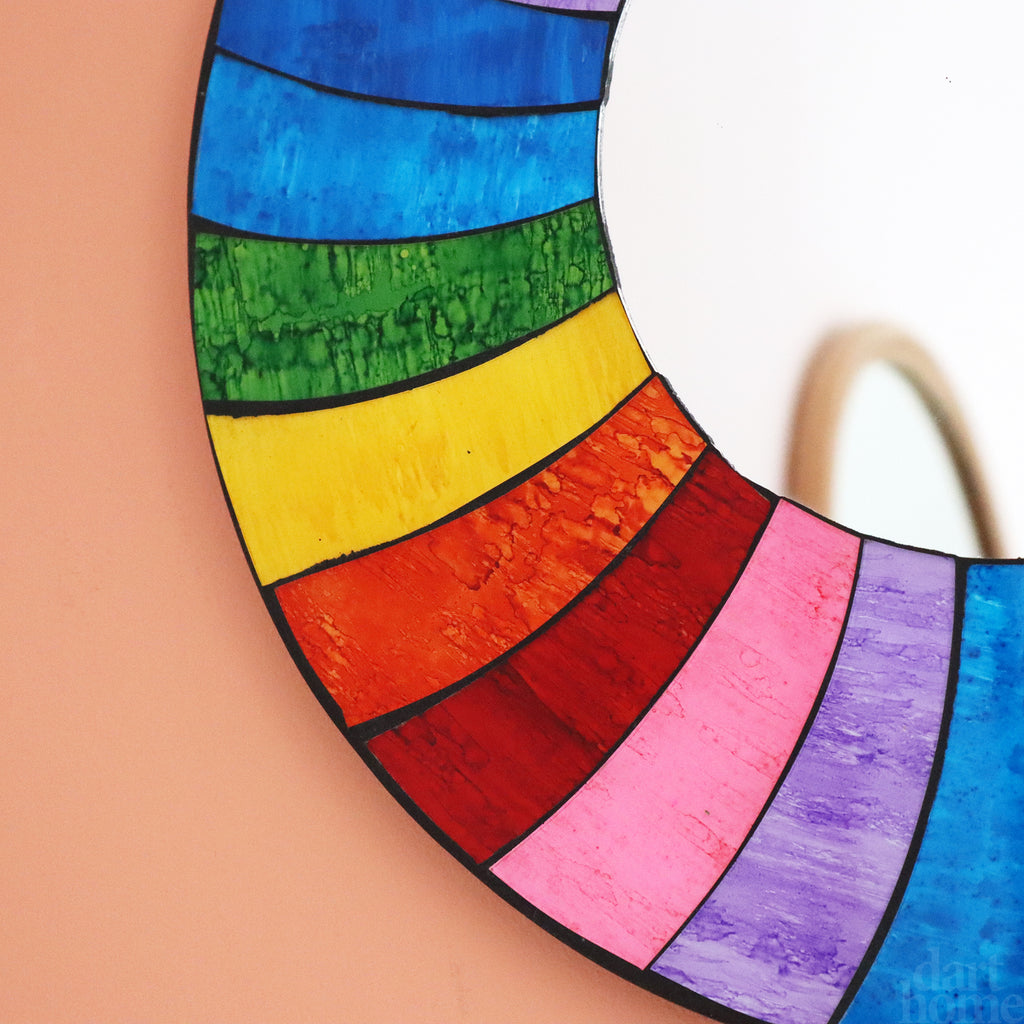 Round Rainbow Mosaic Tile Mirror