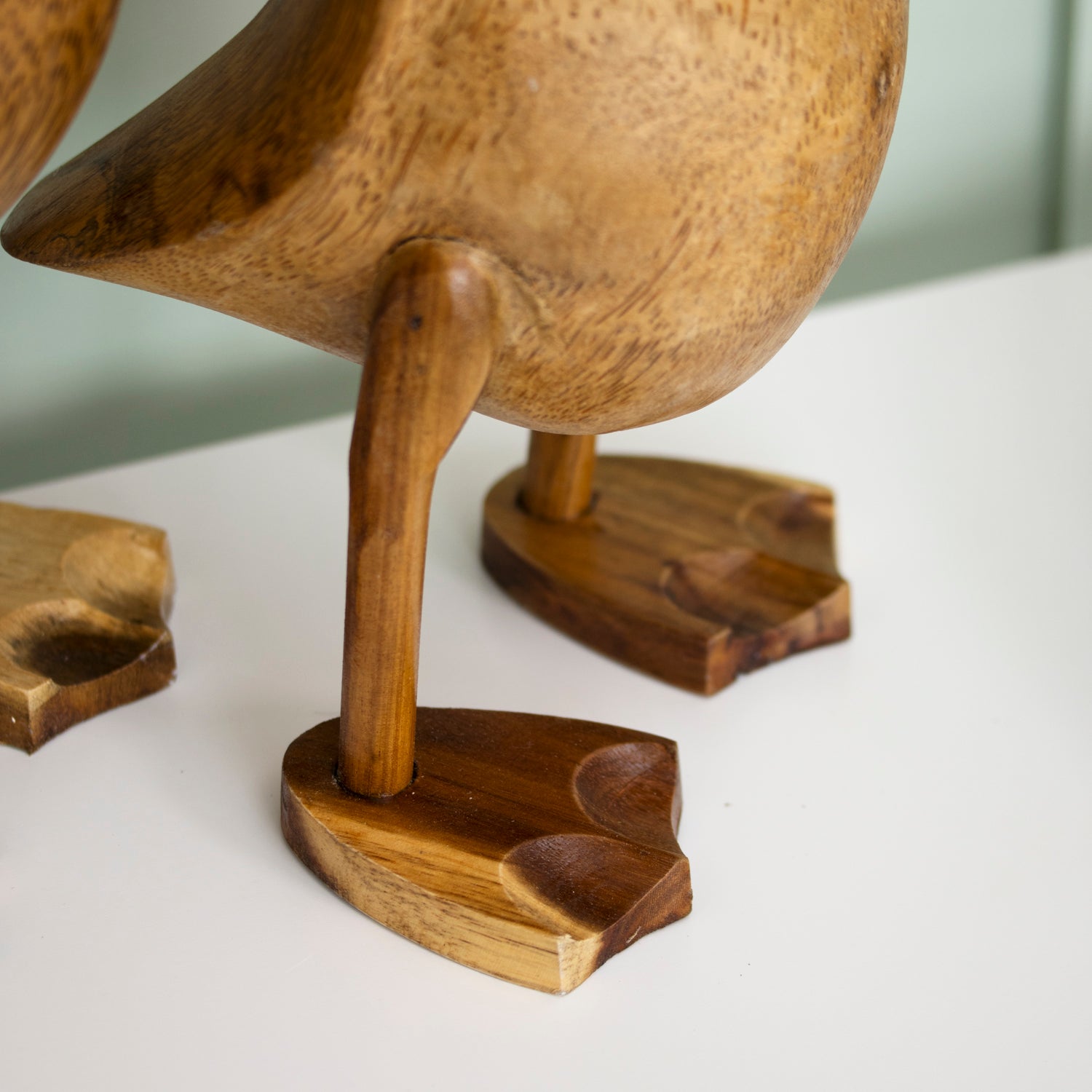 Set Of 3 Large Teak Duck Sculptures