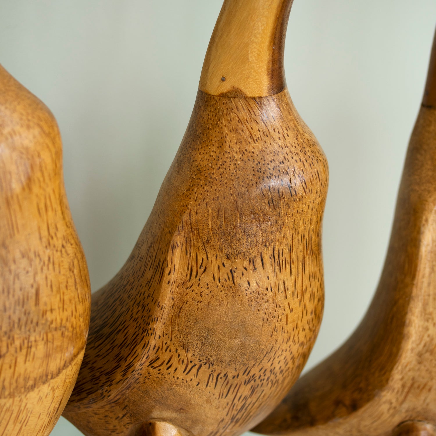 Set Of 3 Large Teak Duck Sculptures